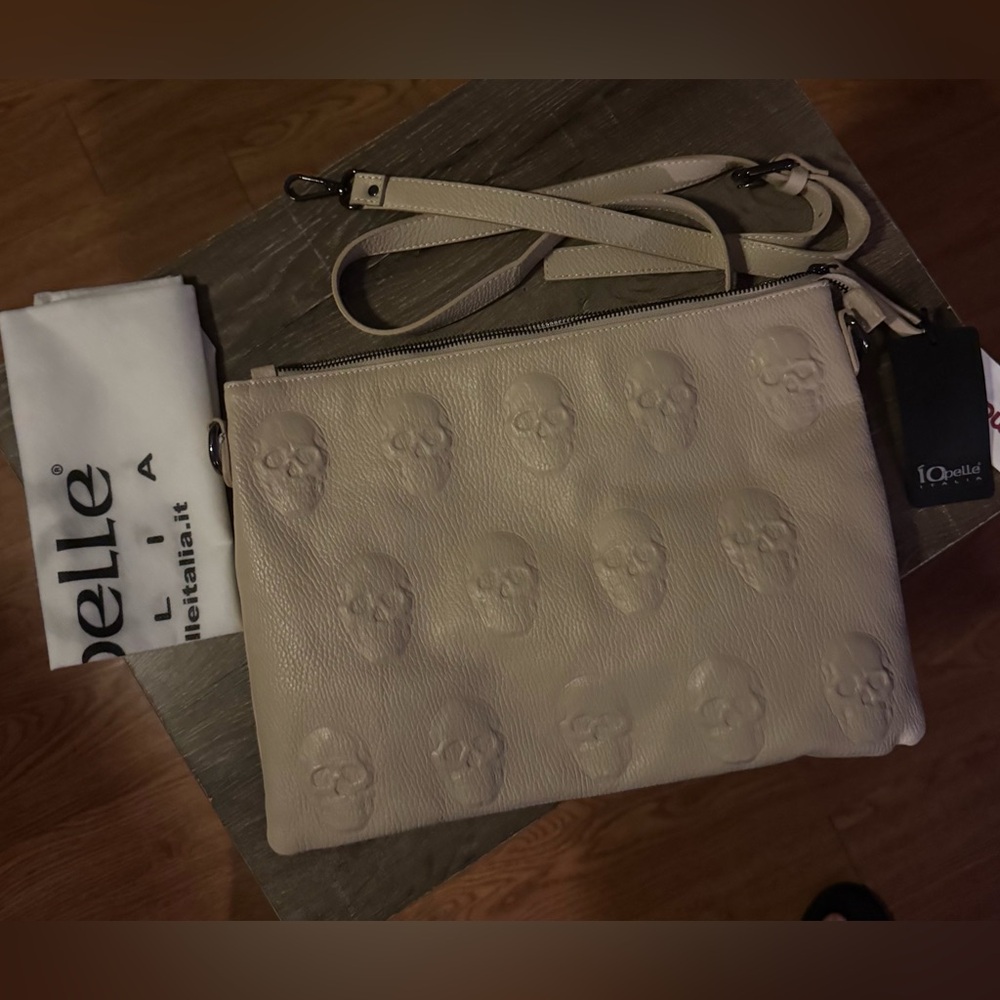IOpelle Beige Skull Embossed Women's Bag